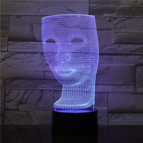 3D LED Mask Model Table Lamp USB Colorful Gradient Mood Sleep Lighting Bedside 3d Night Light Home Decor Dropship 2467