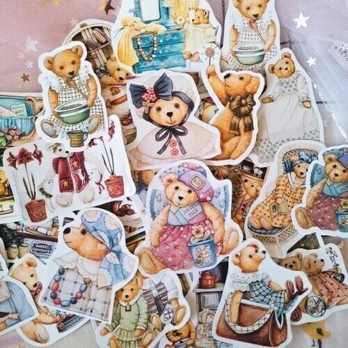 40pcs Cute Bear Dress Stickers Junk Journal Planner Stickers Scrapbooking Decorative Sticker DIY Photo Albums