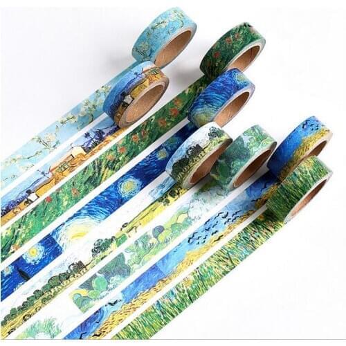 8pcs/lot 15mm*7m van gogh Kawaii Washi Tape Scrapbooking Masking tape Stickers scrapbooking Washitape Washy tape sumikko 02466