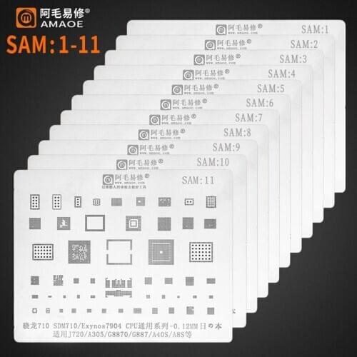 Amaoe BGA Reballing Stencil for Samsung J5 J4 J3 S8+ S8 NOTE8 Note5 A520 A310 A9NOTE10 S7 S6 S6+ S10 S10+ Tin Plant Solder Net