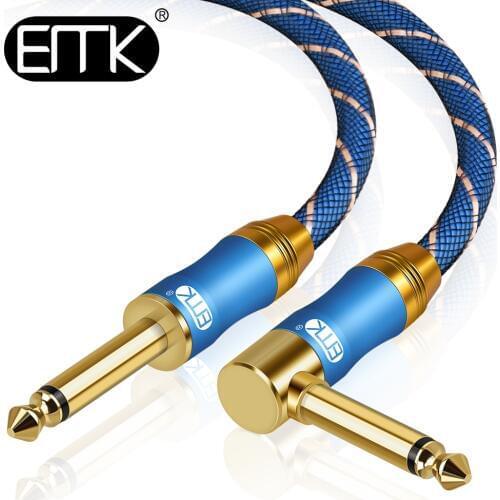 EMK Right Angle 6.35mm1/4'' Mono Audio Cable Male to Male Jack Cable Instrument Cable for Electronic Guitar Bass Keyboard 5m 10m