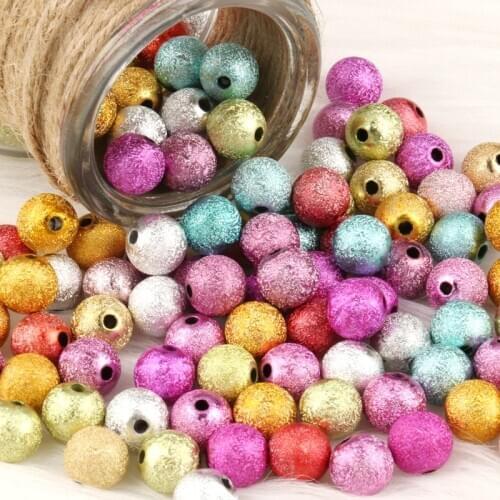 4mm-12mm Mixed Color Round Matte Acrylic Plastic Stardust Loose Spacer Beads for Needlework Jewelry Making Handmade Diy Bracelet