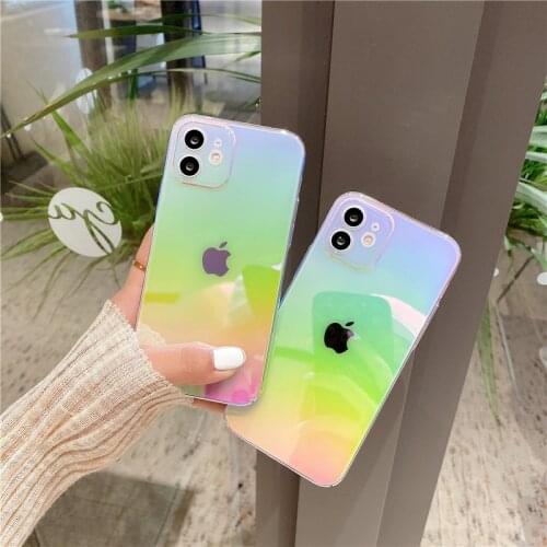 Rainbow Gradient Case For Apple 11 12 Pro Max SE 2020 Mini Luxury Clear Back Cover iPhone 8 7 Plus X XS XR Hard Soft Edge Cases