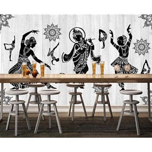 CJSIR Custom Papel De Pared 3D Bedroom Decor Retro Nostalgic Indian Yoga Studio Wallpaper Background Wall Papers Home Decor