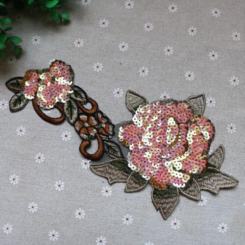 Flower 12.5*25cm sequins patches applique patches for clothes, parche patches for clothing parches para bordados para roupa