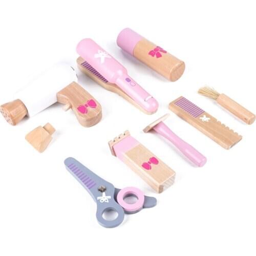 Children Simulation Wooden Toys Pretend Play Dressing Haircut Toys Set Baby Early Educational Toys for Girl Gifts