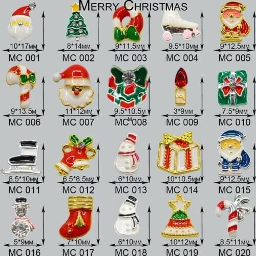 Hotsales Christmas Metal Nail Art 50pcs Nail Art Rhinestones 3D Nails Charms Jewelry Alloy Bow Nail Glitter Crystal Decorations