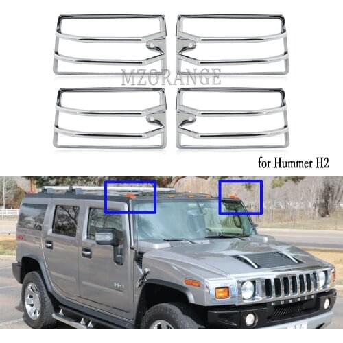 Chrome Trim for HUMMER H2 SUV SUT 2003-2009 4PCS Chrome Roof Cab Marker Light Trim Cover