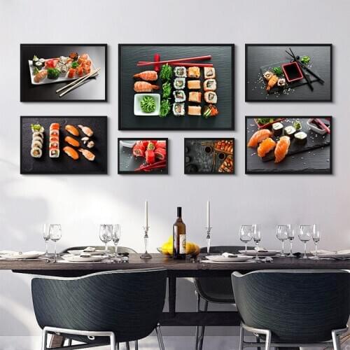 HD Prints Pictures Home Wall Art Sushi Food Posters Prints Nordic Style Painting On Canvas Fresh Artwork Living Room Home Decor