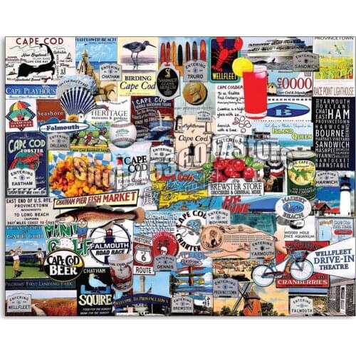 Collages 5D Diy Full Drill Diamond Painting Cross Stitch Kit Mosaic Pattern I Love Cape Cod Gifts Diamond Embroidery Home Decor