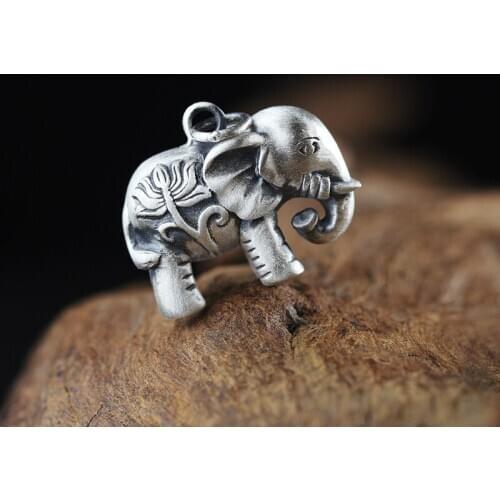 L&P Fashion Thai Silver Hollow Elephant Charms 925 Sterling Sliver Charms Pendant For DIY Choker Necklace