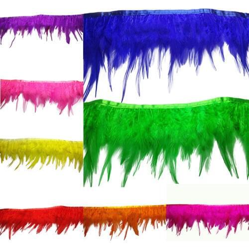 Hot 1 meter 10-15CM chicken cock feather trim cloth side with chicken Rooster tail feather trim wedding decoration DIY crafts