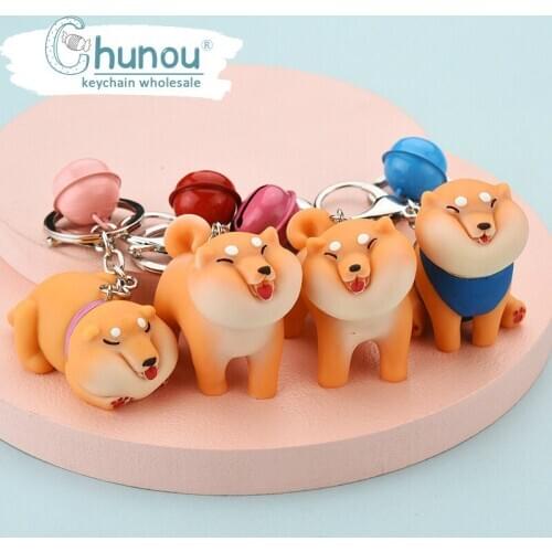 Cartoon Cute Resin Shiba Inu Keychain French Fighting Dog Key Ring Puppy Pendant Animal Doll Bag Jewelry Accessories Friend Gift