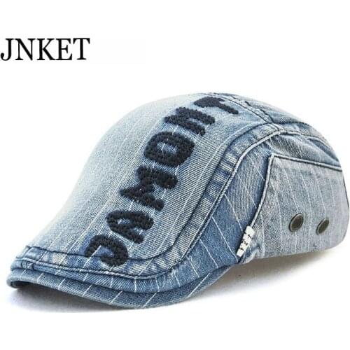 JNKET Fashion Letters Embroidery Beret Cap Men and Women Peaked Cap Flat Cap Pure Cotton Material Outdoor Sunhat