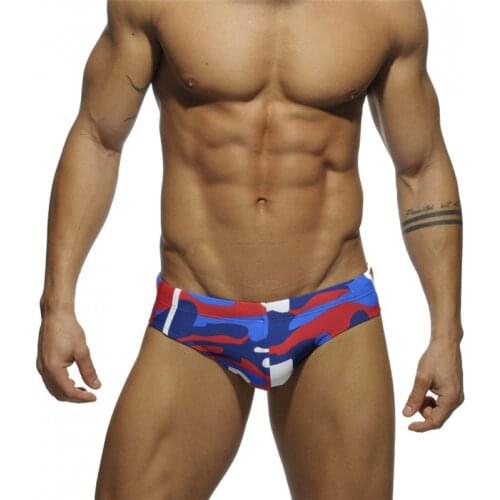 Fashion Push Up Swimwear Men Sexy Super Fine Nylon Mens Swimming Trunks Shorts Swimsuits U Convex Triangle Print Men Swimwear