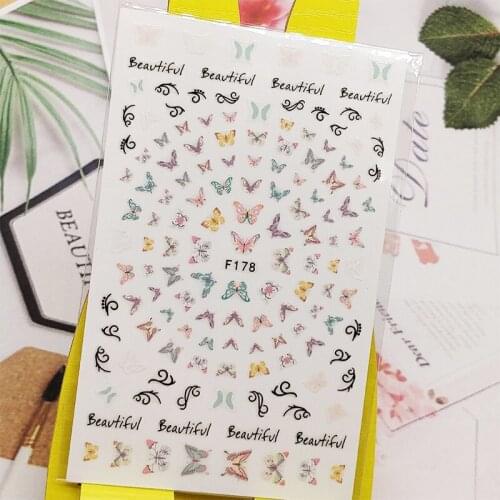 3D Stickers for Nails English Cute Butterfly Designs Nail Art Decorations Foil Decals Wraps Manicure Accessories Decoraciones