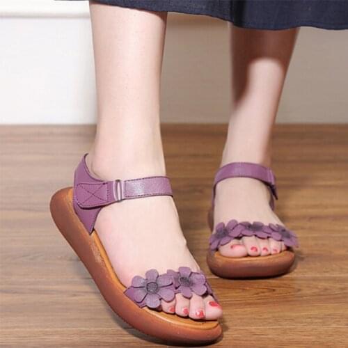 RUSHIMAN 2021 Summer New Original Vintage Real Leather Sandals With Peep-Toe Sandals Magic Sandals Eur Size 35-40