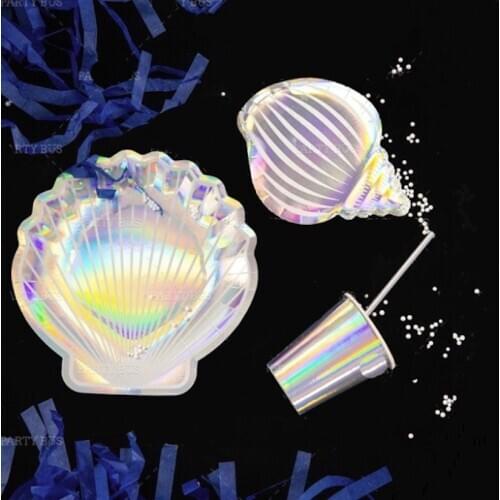Disposable Tableware Shell Tableware Magic Color Laser Aluminum Film Birthday Party Decoration Party Supplies Shell Paper Plate