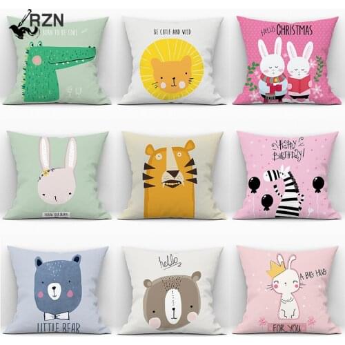 Cartoon animal Single Side Print Decorative Cushion Cover Throw Pillows Case for sofa bed Christmas Tree Decorations Home Decor