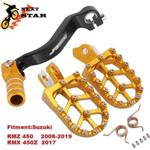 Motorcycle CNC Footrest Footpeg Foot Pegs Pedals Shift Shifter Lever For SUZUKI RMZ450 RMZ 450 2008-2019 RMX450Z RMX 450Z 2017