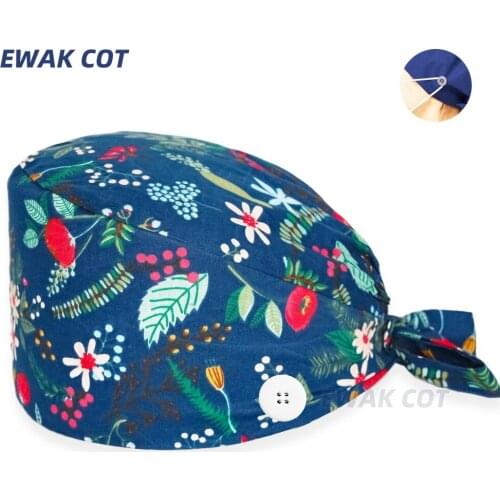 Scrub caps women adjustable cotton work cap beautician accessories Tieback Elastic beauty salon work hat nurse scrubs hat