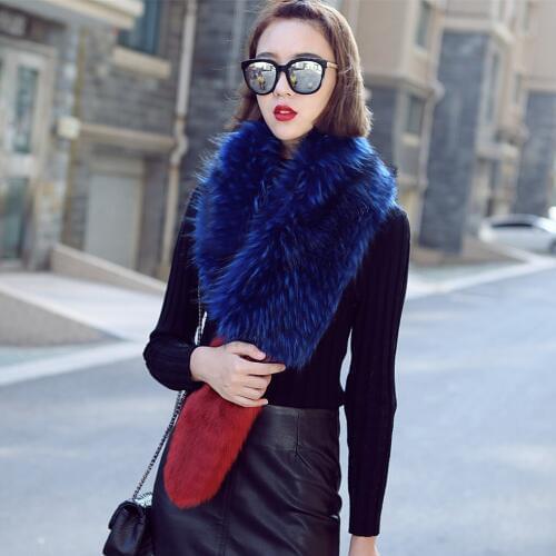 South korea new arrival faux raccoon fur scarf tail warm european shawl women female scarf creative style fur muffler pashmina