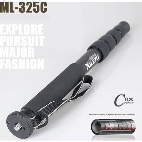 Xiletu ML-325C carbon fiber tripod monopod stabilizer bar with stainless steel spikes for Canon Nikon digital cameras