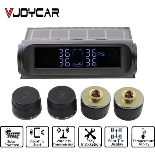 VJOYCAR T900 Smart Car TPMS Tyre Pressure Monitoring System Solar Power charging Digital LCD Display Auto Security Alarm Systems