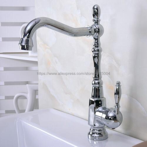 Bathroom Faucet Polished Chrome Single Handle Hot & Cold Water Mixer Taps Wash Basin Bathroom Deck Mounted Faucet Nnf923