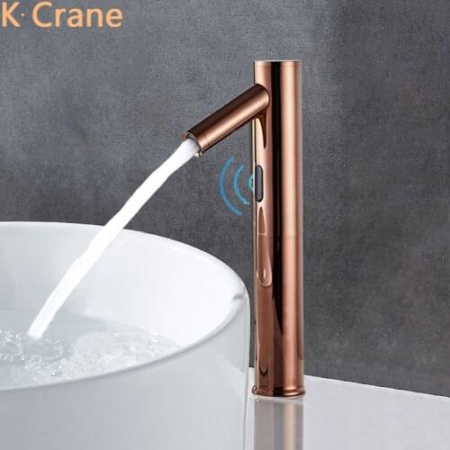 Infrared Motion Sensor Faucets Bathroom Smart Touchless Tap Basin Sink Rose Gold Induction Grifo Washbasin Modern Battery Faucet