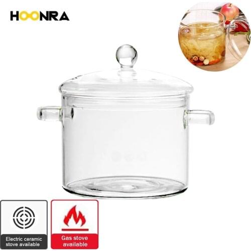 HOONRA 2.6L Glass Soup Pot Transparent Soup Cooker Heat Resistant Porridge Pot Salad Instant Noodle Bowl Kitchen Supplies