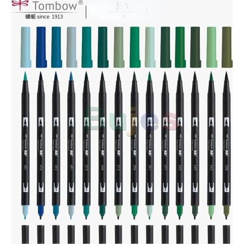 TOMBOW ABT Blue Green Color Series, Color Doul Tip Watercolor Brush, Soft Head Brush, for Kids, Drawing Gel Pen Art Supplies