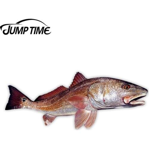 Jump Time 13cm x 4.8cm Colorful Fisherman Car Stickers Red Fish Decal Funny Camper Boat Outdoor Waterproof Vinyl Car Accessories