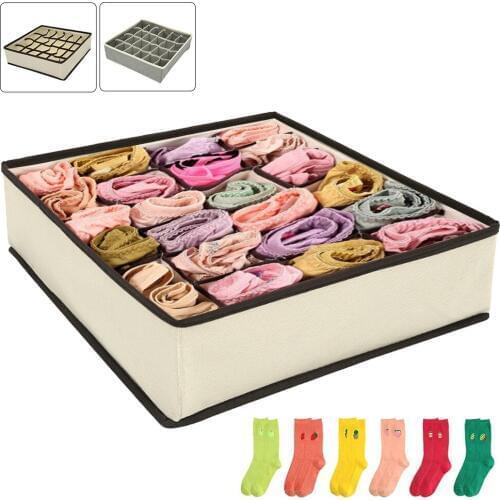 24 Lattice Storage Box Underwear Divider Drawer Lidded Closet Organizer for Ties Socks Shorts Bra Home Folding Boxes