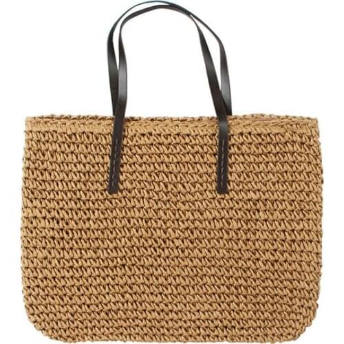 Women Straw Woven Large Capacity Totes Handbag Travel Beach Shoulder Bags Casual Female Bag
