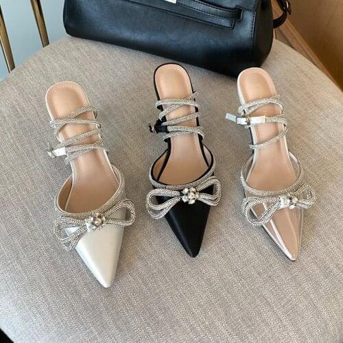 2021 Summer Luxury Women Bling Crystal 7cm High Heels Sandals Pink Clear Heels Rhinestone Sandals Prom Cinderella Wedding Shoes