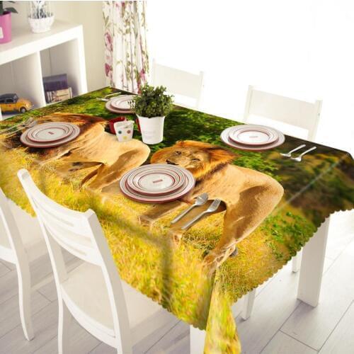 Gold sequin tablecloth Waterproof Cabinet Cover rectangular Coffee wedding Round table cover Customized size Lion Pillowcase
