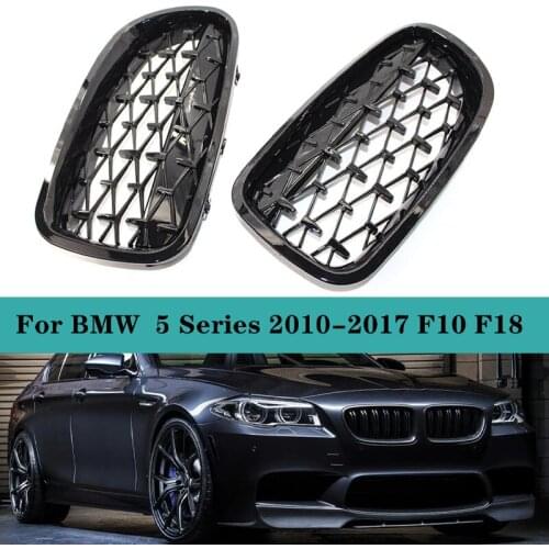 1 Pair of Car Front Grille Front Kidney Grilles, Replacement for 5-Series F10 F18 2011 2012 2013 2014 2015 2016 2017, Black