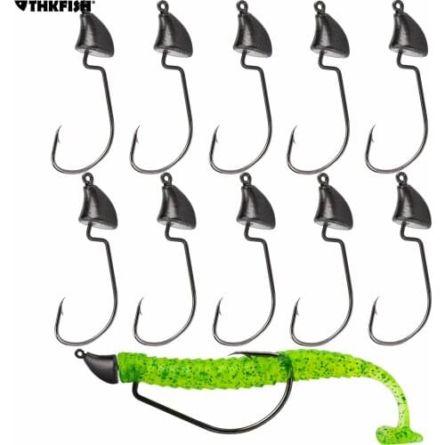 10pcs Jig Head Fishing Hooks 3.5g 5g 7g 10g 14g Bullet Jig Head Fishhook Offset Worm Hooks Bass Fishing Accessories