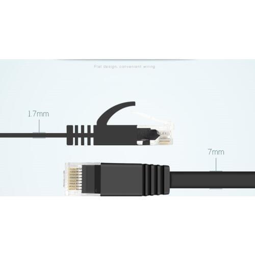 15M 45FT Pure copper wire CAT6 Flat UTP Ethernet Network Cable RJ45 Patch LAN cable black white color