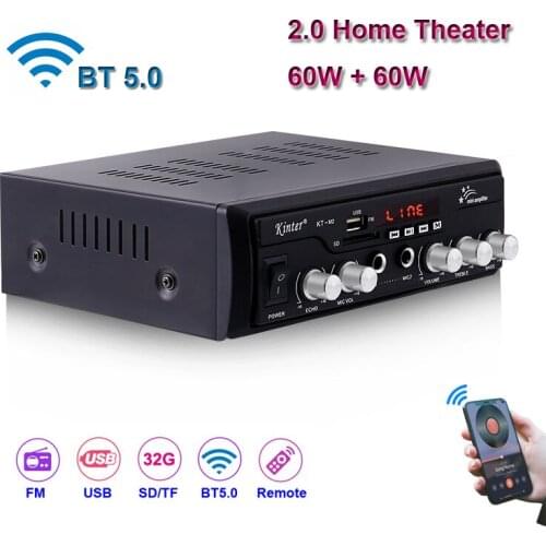 2*60W Bluetooth-Compatible FM Mp3 Player Audio Power AMP Equalizer HiFi Class AB Digital Mp3 Decoder Home Car Amplifier