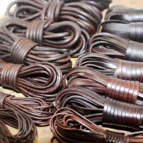 2 meter 2/3/4/5/6/8/10mm Retro Coffee Cow Leather Strap Findings Flat/Round Leather Cord String Rope DIY Bracelet Making