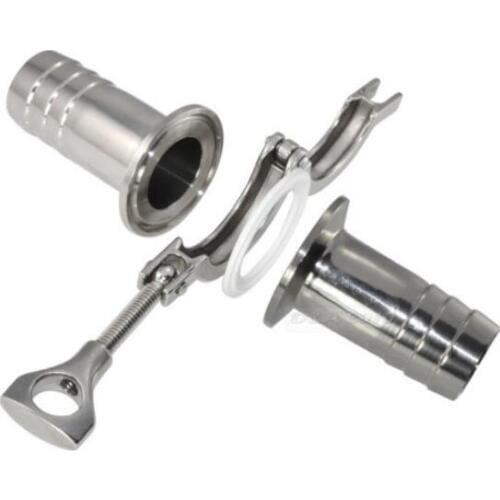 2 Pcs 45mm Sanitary Hose Barb Ferrule +Tri Clamp + PTFE Gasket SS304 SS316