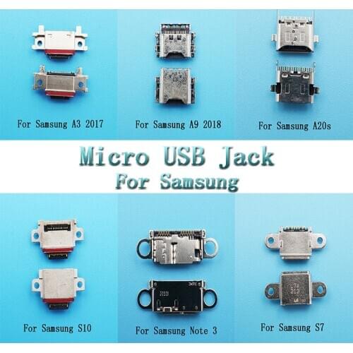 30pcs/lot Micro USB Connector Jack Charger Port Tail Plug Socket Replacement For Samsung A3 2017/A9 2018/A20S/S10/Note3/S7