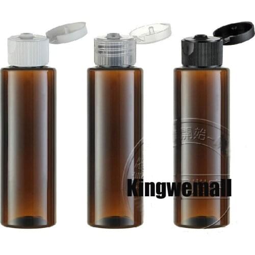 300pcs/lot 100ml Plastic PET Brown Lotion Bottle, Avoid Light Water Cream Bottles WITH FLIP CAP