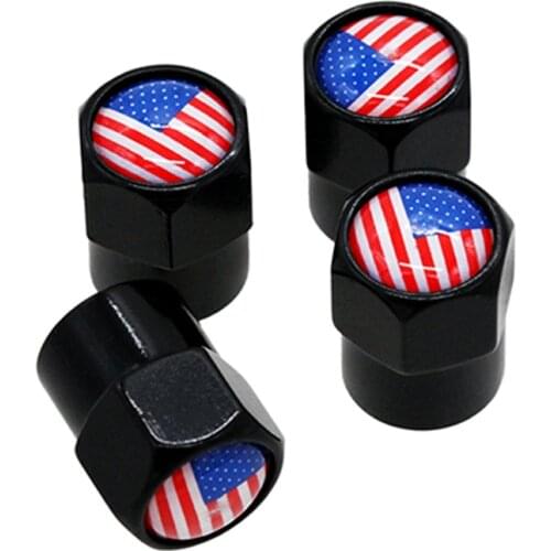 4Pcs/Pack Car Accessories USA US America Flag Logo Car Wheel Tire Valve Caps for Ford Chevrolet GMC Chrysler Auto Styling