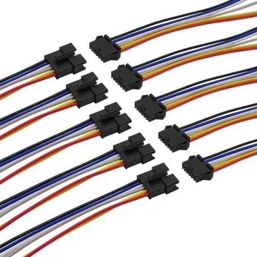 5Pairs JST SM 6Pin 6P Male Plug to Female Jack Socket Wire Cable Pigtail Connector Length 15CM