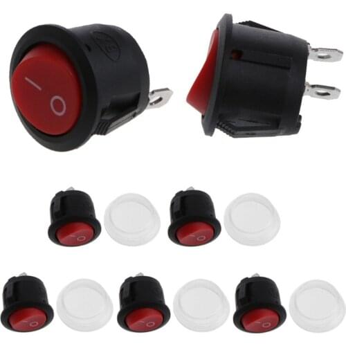 5 Pcs 2-Pin ON-OFF SPST Round Dot Car Boat Rocker Toggle Switch+Waterproof Cover Dropshipping