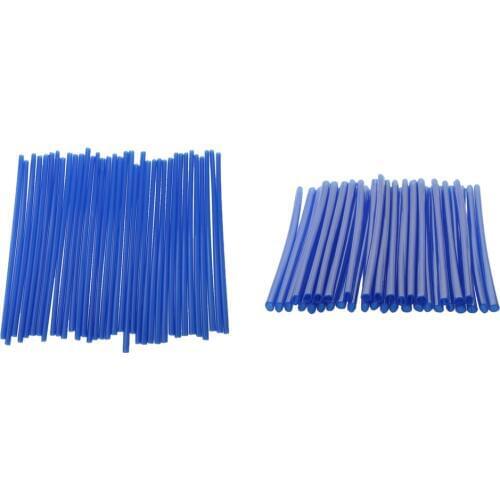 72 Pieces Universal Motocross Wheel Rim Spoke Wraps Skins Cover Blue