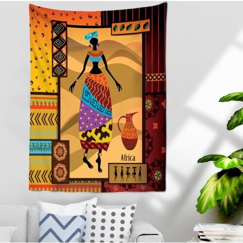 African Woman Tapestry Wall Hangings Bohemian Hippie Psychedelic Witchcraft Printed Sheets Dorm Home Decor